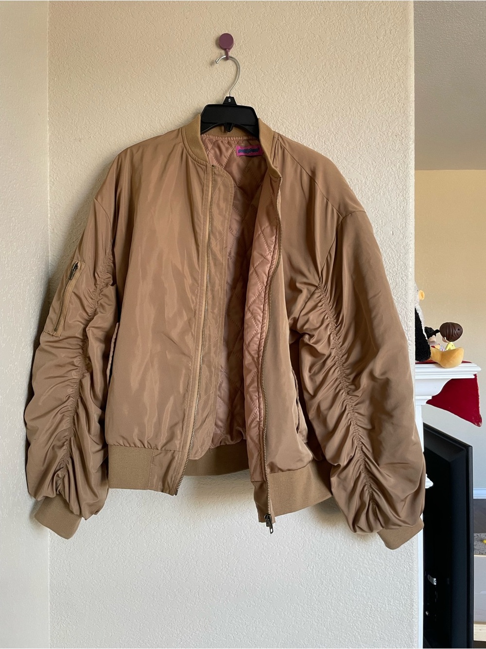 Edikted Cala Oversize Bomber Jacket camel colorway